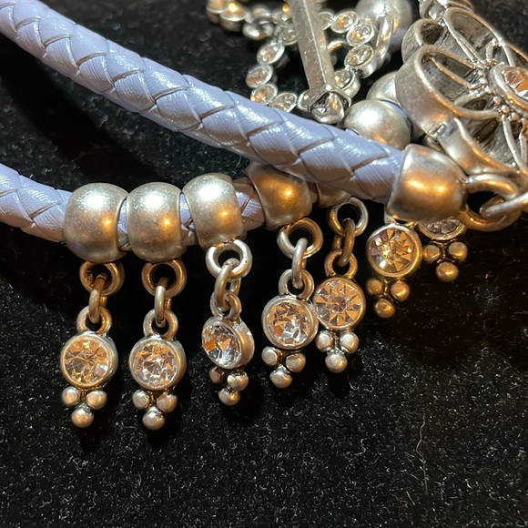 NWT Keeper wrap bracelet with blue leather strap and crystals silver plated - Picture 4 of 6